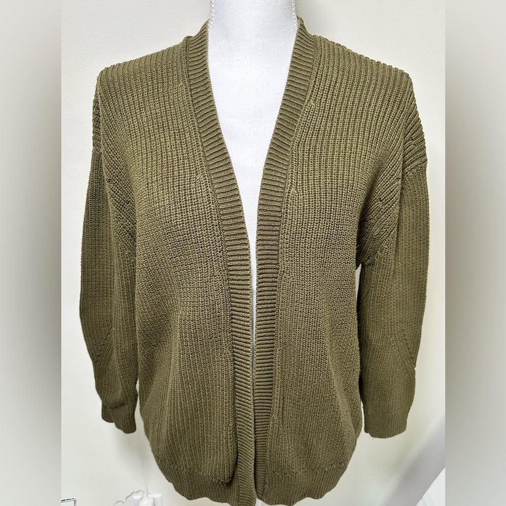 MANGO cotton knit cardigan in dark green
